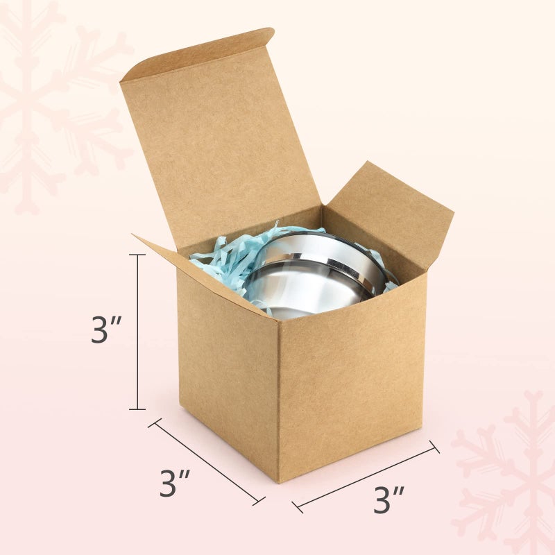 ValBox 3x3x3 Brown Gift Boxes 50pcs - Recycled Paper Cube Boxes with Lids for Gifts, Crafting & Party Favors - Image 2